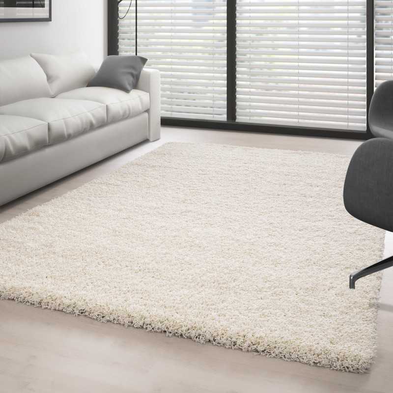 Tapis Shaggy pile longue couleur unique CREMÈ