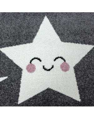 Kinderkamerkleed met vallende stermotief, grijs en wit