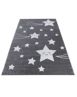 Kinderkamerkleed met vallende stermotief, grijs en wit