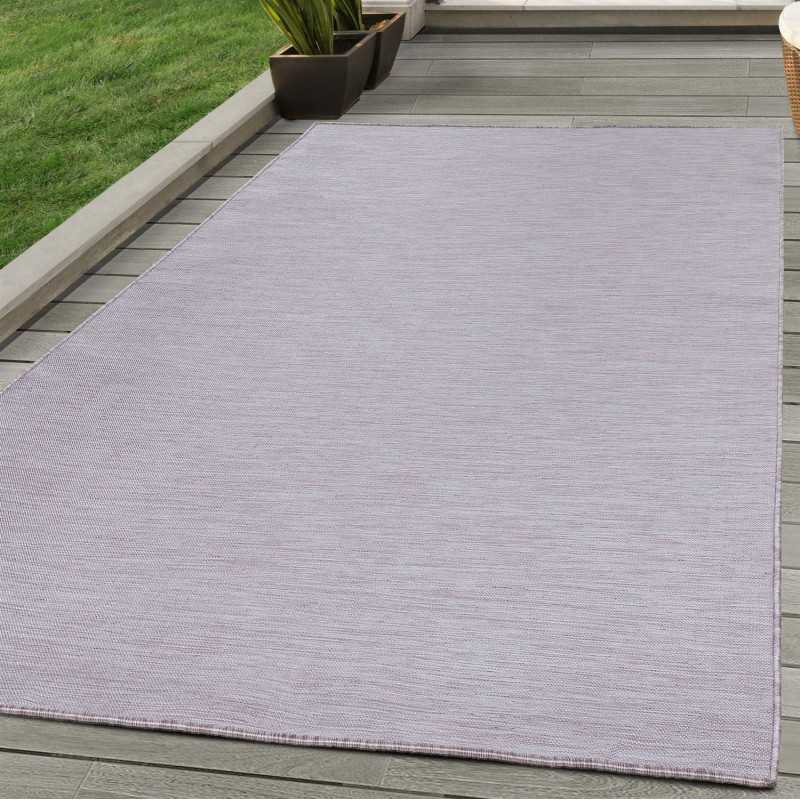 Sisal vloerkleed, plat geweven, terras, binnen/buiten, gespikkeld roze/crème