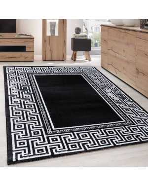 Tapis design Moderne Géométrique bordure versace Optique Noir Blanc