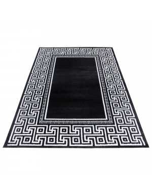 Tapis design Moderne Géométrique bordure versace Optique Noir Blanc