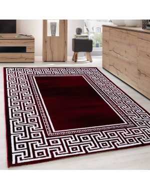 Modern geometrisch design vloerkleed met Versace Optical rand, zwart, rood, wit