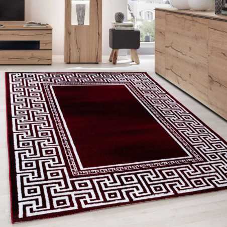 Tapis design Moderne Géométrique bordure versace Optique Noir Rouge Blanc