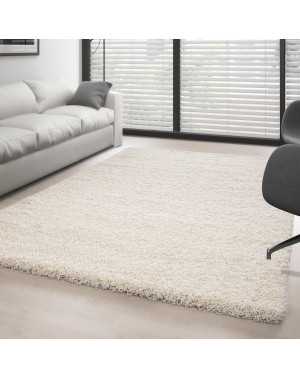 Tapis Shaggy pile longue couleur unique CREMÈ
