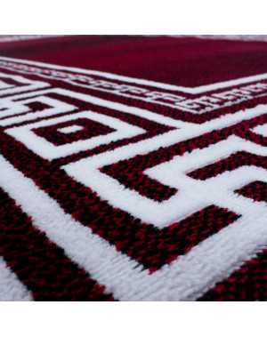 Tapis design Moderne Géométrique bordure versace Optique Noir Rouge Blanc