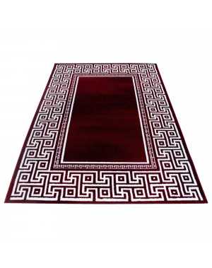 Modern geometrisch design vloerkleed met Versace Optical rand, zwart, rood, wit