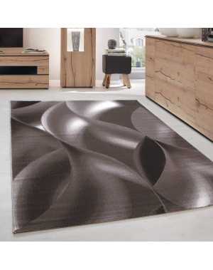 Modern abstract vloerkleed voor de woonkamer, optische golfschaduw, bruinbeige