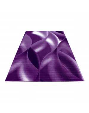 Tapis Moderne de Salon abstrait ombre d'Ondes Optique Noir Violet Blanc