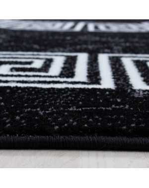 Tapis Design Moderne Bordure Ornement De Marbre Optique Noir Blanc