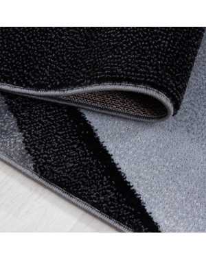 Tapis Design Moderne Abstrait optique motif vagues Noir Gris