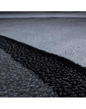 Tapis Design Moderne Abstrait optique motif vagues Noir Gris