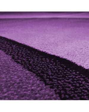 Tapis Design Moderne Abstrait Ondes optique poils courte Noir Violet Blanc