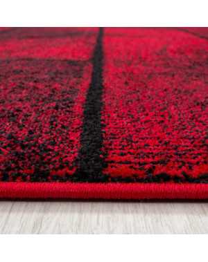 Modern design vloerkleed, steenmuureffect, kortpolig, zwart en rood