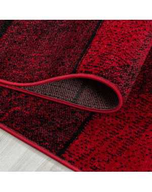 Modern design vloerkleed, steenmuureffect, kortpolig, zwart en rood