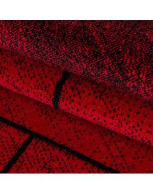 Modern design vloerkleed, steenmuureffect, kortpolig, zwart en rood