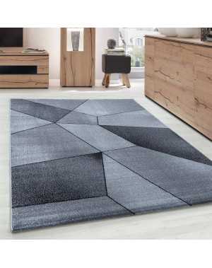 Modern design vloerkleed met geometrische patronen, kortpolig, zwart en grijs