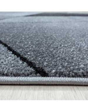 Modern design vloerkleed met geometrische patronen, kortpolig, zwart en grijs