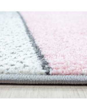 Tapis Design Moderne motifs Géométriques poils courte Gris Rose Blanc