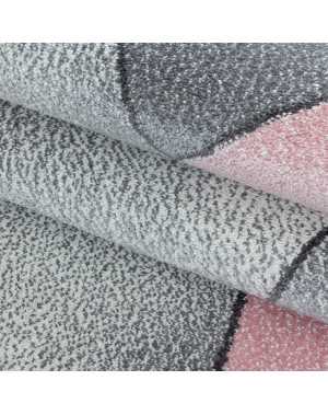 Tapis Design Moderne motifs Géométriques poils courte Gris Rose Blanc