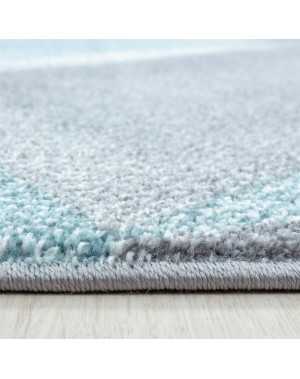 Tapis Design Moderne motifs Géométriques poils courte Gris Bleu Blanc Moucheté