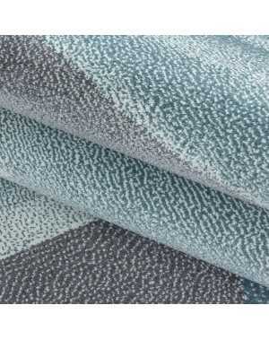 Tapis Design Moderne motifs Géométriques poils courte Gris Bleu Blanc Moucheté