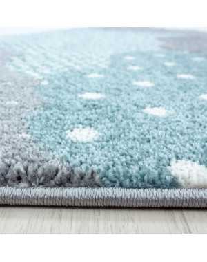 Kinderkleed voor de babykamer met blauwgrijs-wit wolkenpatroon