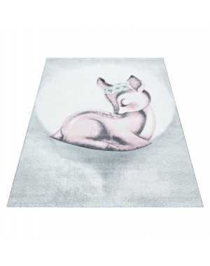 Kinderkleed voor de babykamer, hertenpatroon, grijs, roze, wit