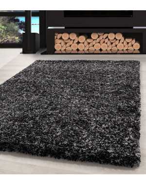 Tapis de Salon Shaggy haute qualité Anthracite Gris Blanc Moucheté