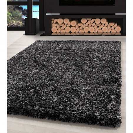 Tapis de Salon Shaggy haute qualité Anthracite Gris Blanc Moucheté