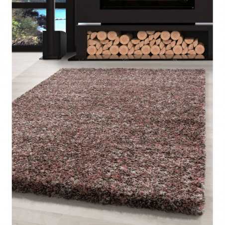 Tapis de Salon Shaggy haute qualité Rose Taupe Beige Crème Moucheté