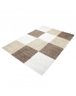 Tapis Shaggy pile longue à carreaux plusiuers couleurs et tailles au choix