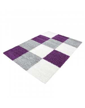 Tapis Shaggy pile longue à carreaux plusiuers couleurs et tailles au choix