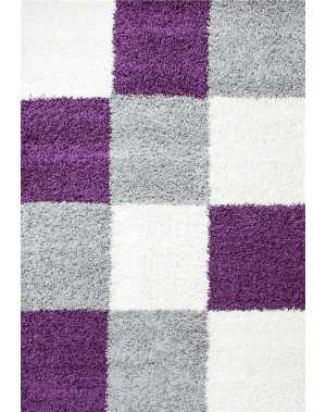 Tapis Shaggy pile longue à carreaux plusiuers couleurs et tailles au choix