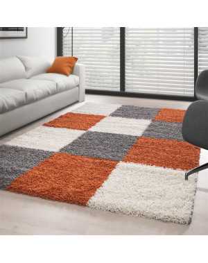 Tapis Shaggy pile longue à carreaux plusiuers couleurs et tailles au choix