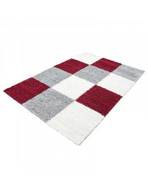 Tapis Shaggy pile longue à carreaux plusiuers couleurs et tailles au choix
