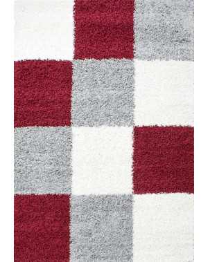 Tapis Shaggy pile longue à carreaux plusiuers couleurs et tailles au choix