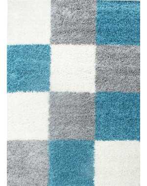Tapis Shaggy pile longue à carreaux plusiuers couleurs et tailles au choix