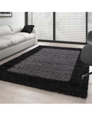 Tapis Shaggy pile longue designe bordure couleurs et tailles au choix