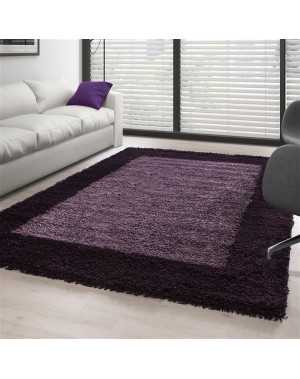 Tapis Shaggy pile longue designe bordure couleurs et tailles au choix