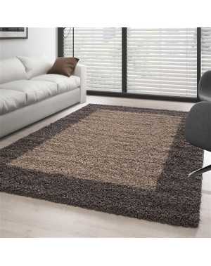 Tapis Shaggy pile longue designe bordure couleurs et tailles au choix