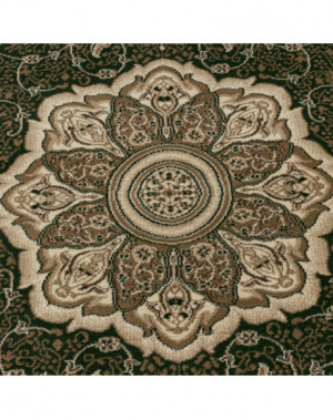 Oosterse laagpolige woonkamertapijt met sierlijke rand, groen