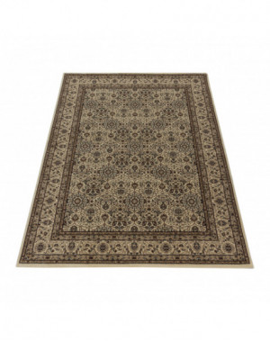 Oosterse woonkamertapijt met korte pool en antiek sierpatroon, beige