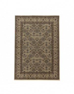 Oosterse woonkamertapijt met korte pool en antiek sierpatroon, beige