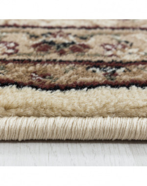 Oosterse woonkamertapijt met korte pool en antiek sierpatroon, beige