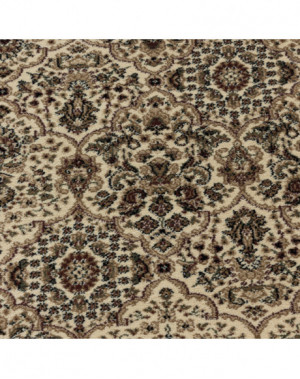 Oosterse woonkamertapijt met korte pool en antiek sierpatroon, beige