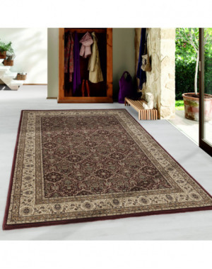 Oosterse laagpolige woonkamertapijt met antiek sierpatroon, rood