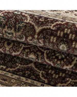 Oosterse laagpolige woonkamertapijt met antiek sierpatroon, rood