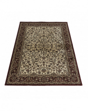 Oosterse laagpolige woonkamertapijt met antiek sierpatroon, crèmekleurig