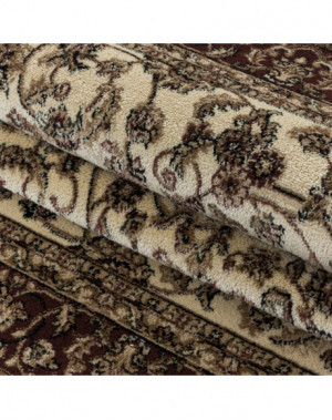 Oosterse laagpolige woonkamertapijt met antiek sierpatroon, crèmekleurig